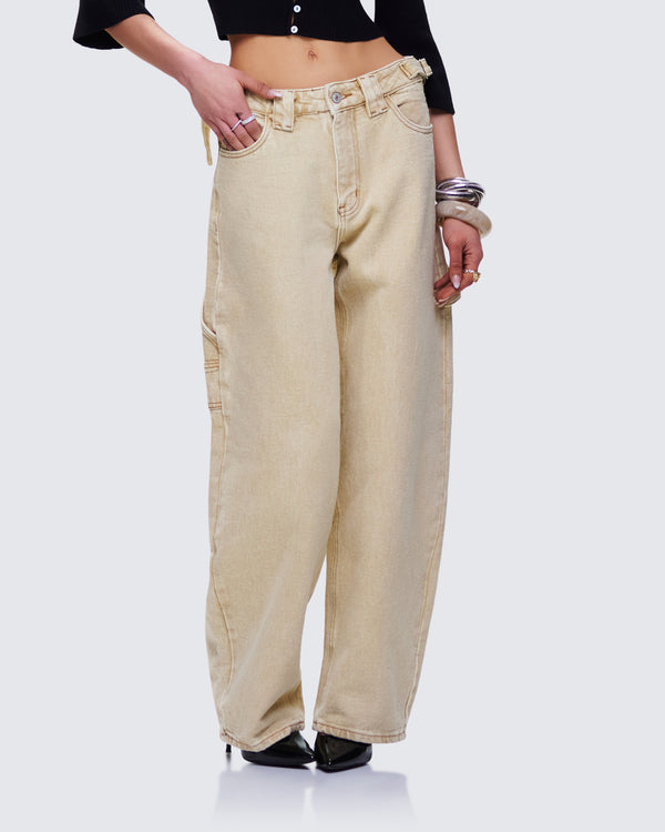 Finesse Finola Tan Washed Twill Handy Pant