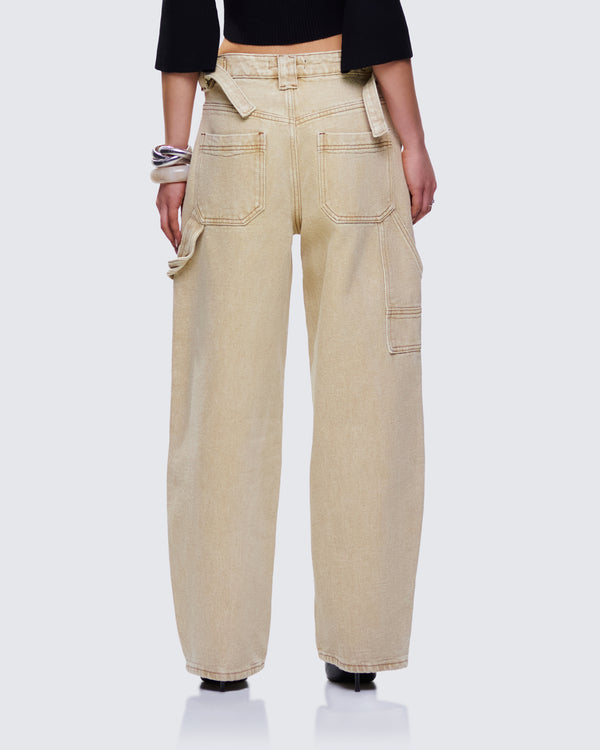 Finesse Finola Tan Washed Twill Handy Pant