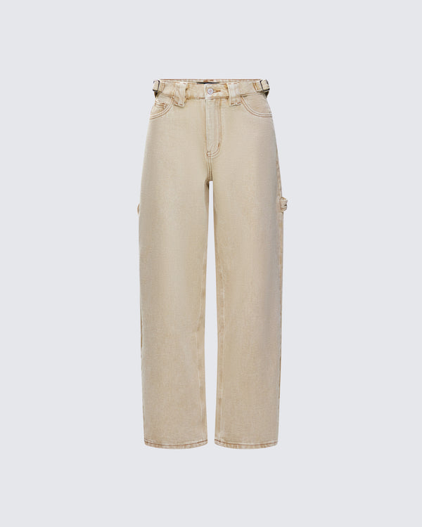 finesse Finola Tan Washed Twill Handy Pant