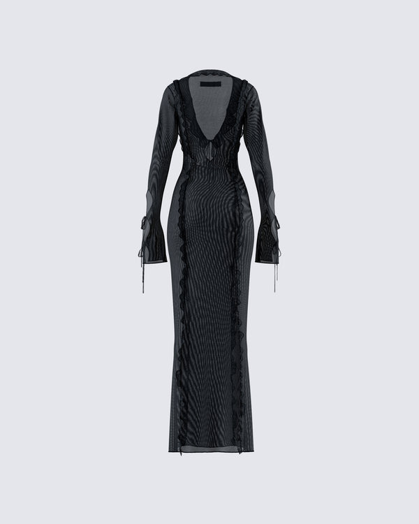 Finesse Florence Black Mesh Maxi Dress