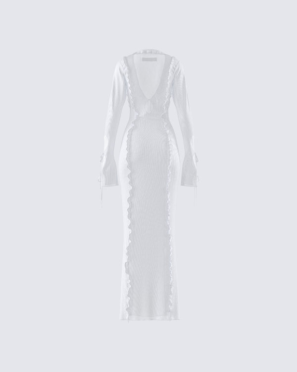 Finesse Florence White Mesh Maxi Dress