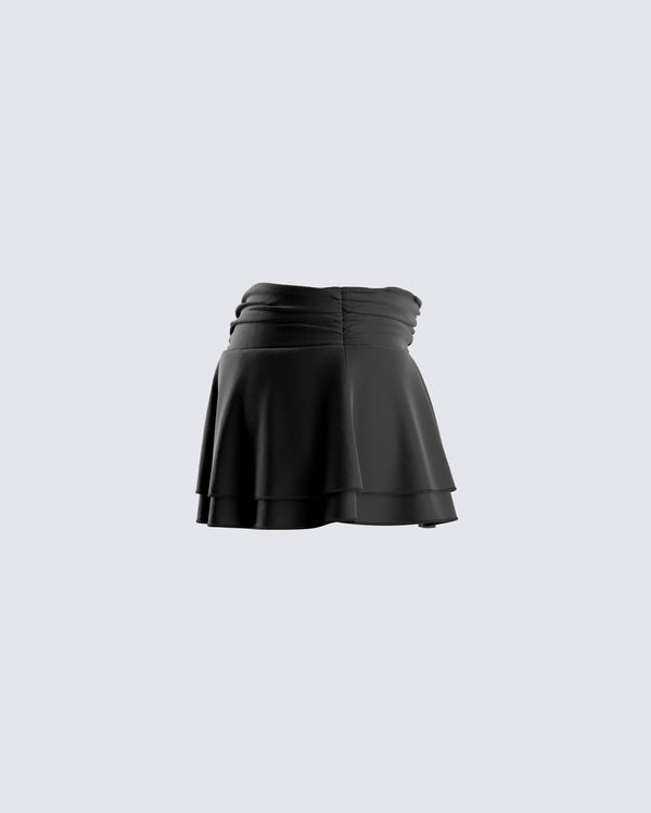 Finesse Freya Black Shirred Mini Skirt