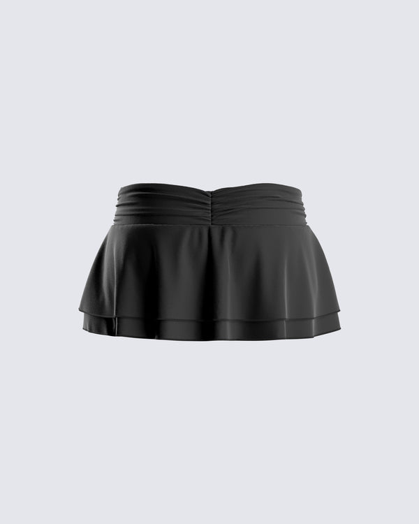 Finesse Freya Black Shirred Mini Skirt