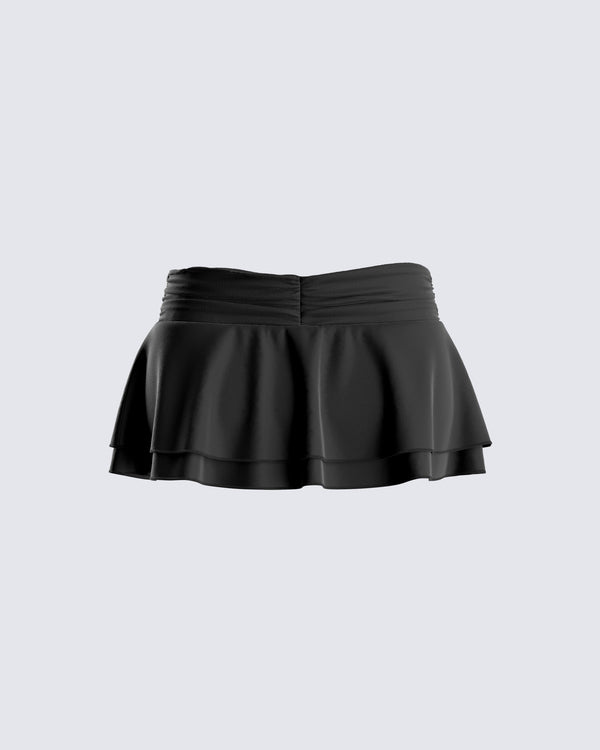 finesse Freya Black Shirred Mini Skirt