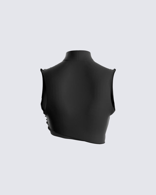 Finesse Freya Black Turtleneck Crop Top