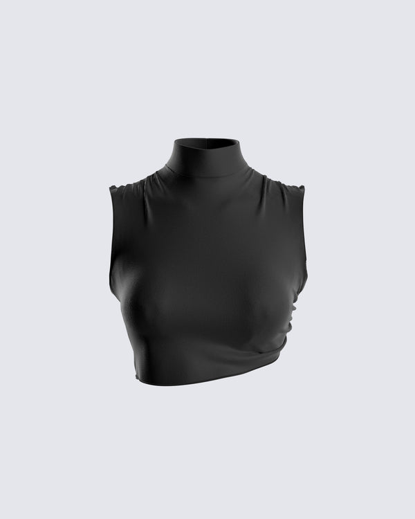 finesse Freya Black Turtleneck Crop Top