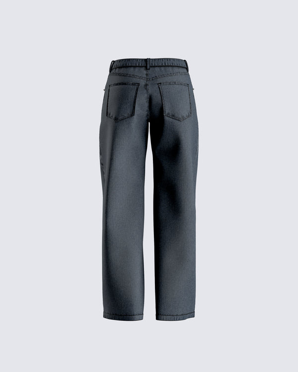 Finesse Frieda Grey Denim Wide Leg Jean