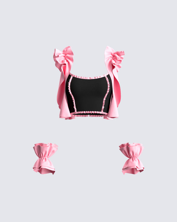 finesse Gabriela Multi Ruffle Top & Cuffs