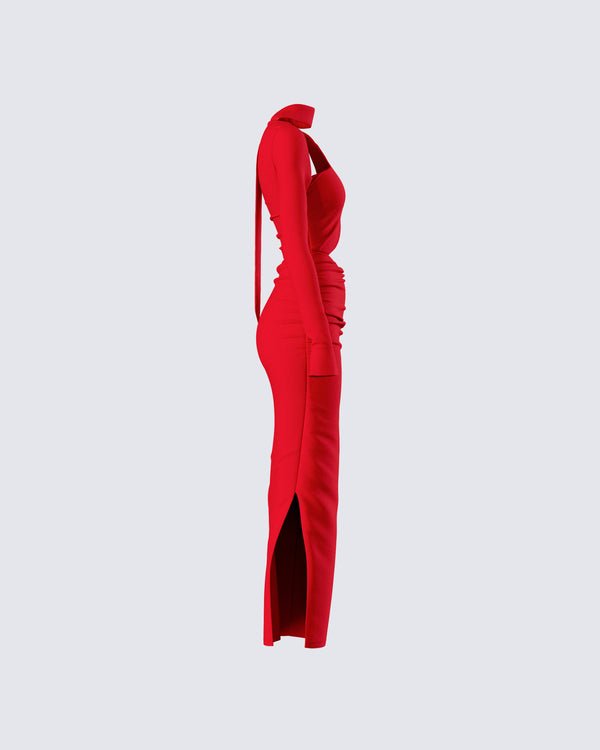 Finesse Gabrielle Red Jersey Midi Dress