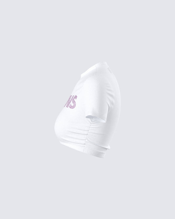 Finesse Gaia White Rhinestone Top