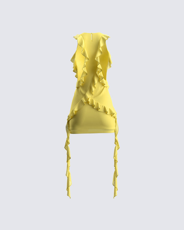 Finesse Gem Yellow Ruffle Mini Dress
