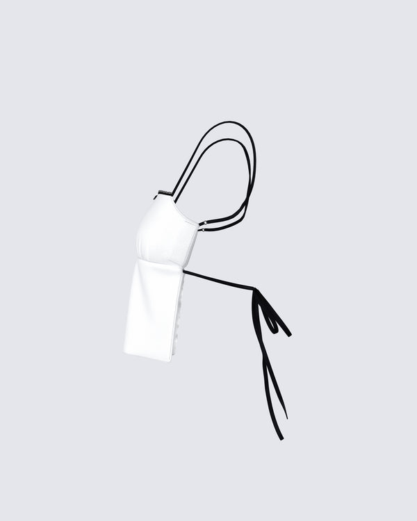 Finesse Georgia Ivory Satin Backless Top