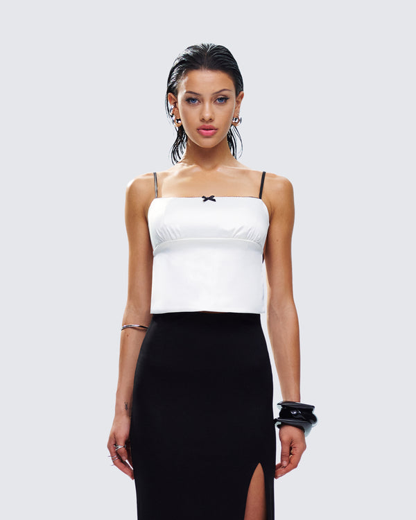 Finesse Georgia Ivory Satin Backless Top