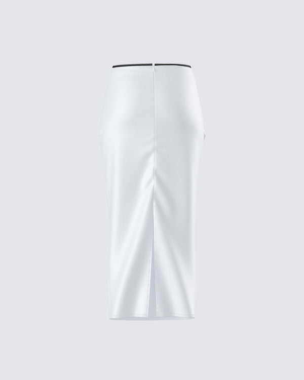 Finesse Georgia Ivory Satin Midi Skirt