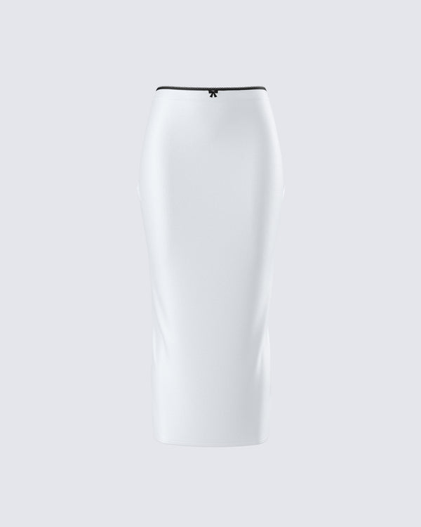 finesse Georgia Ivory Satin Midi Skirt