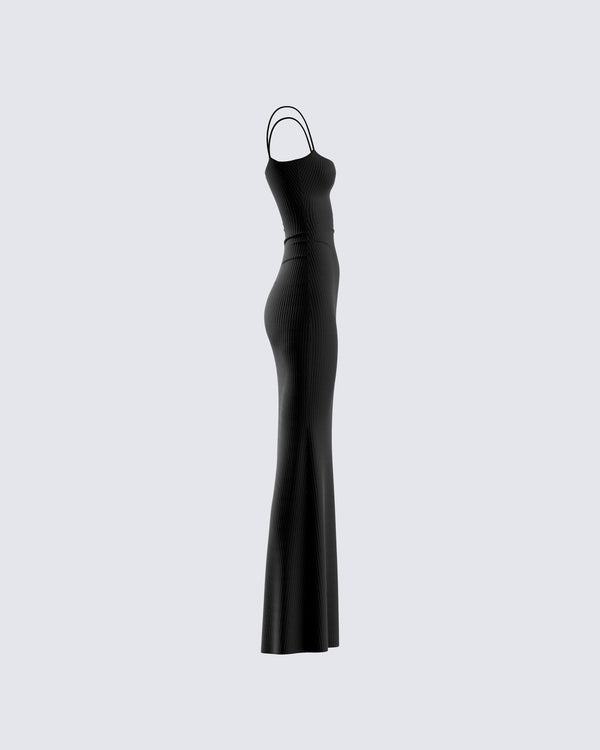 Finesse Georgie Black Rib Maxi Dress