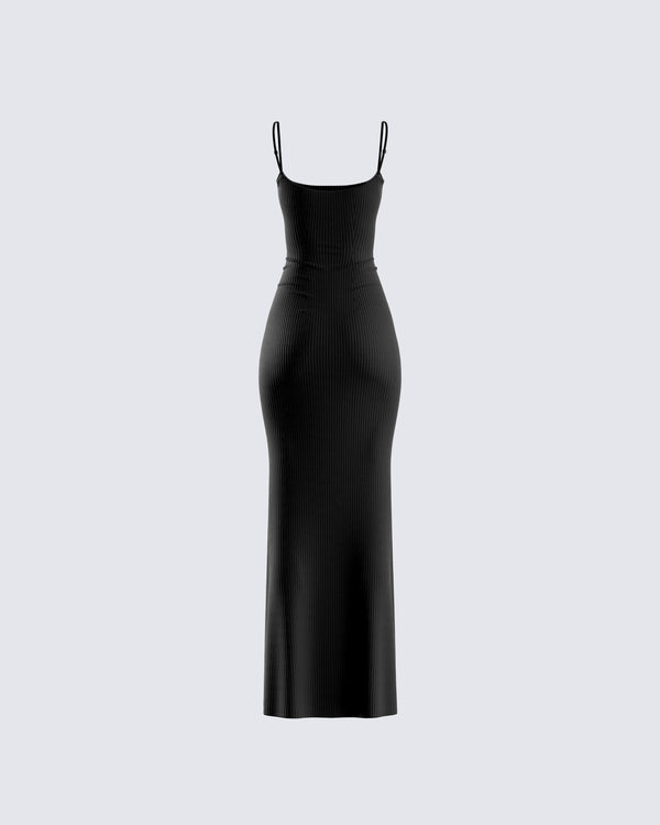 Finesse Georgie Black Rib Maxi Dress