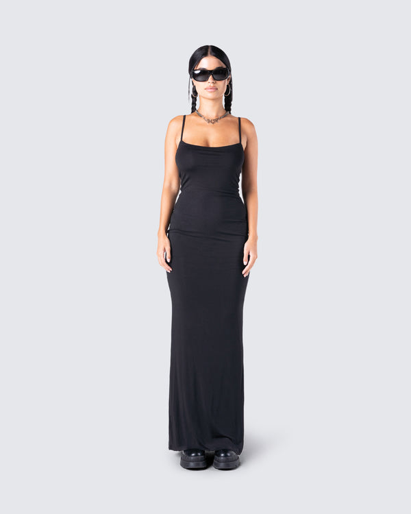 Finesse Georgie Black Rib Maxi Dress