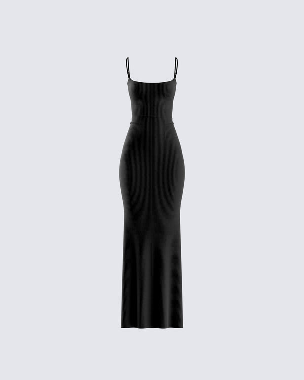finesse Georgie Black Rib Maxi Dress