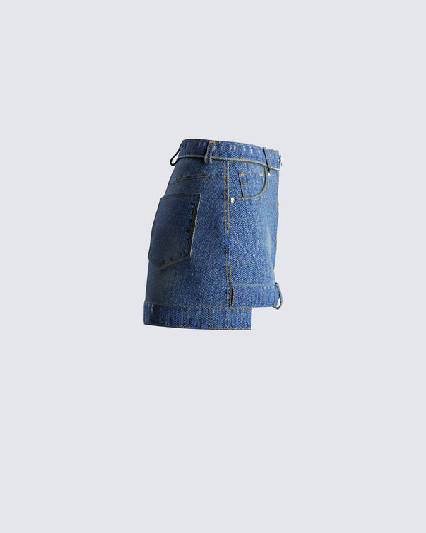 Finesse Georgina Blue Denim Mini Skirt