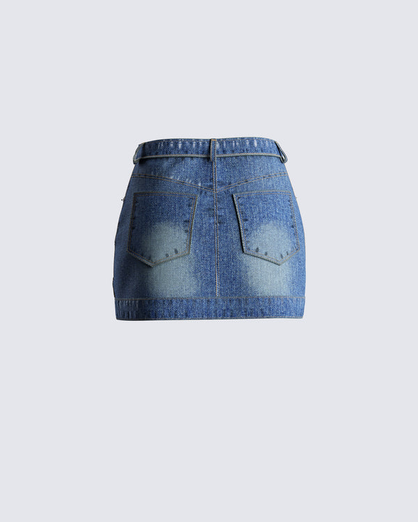 Finesse Georgina Blue Denim Mini Skirt