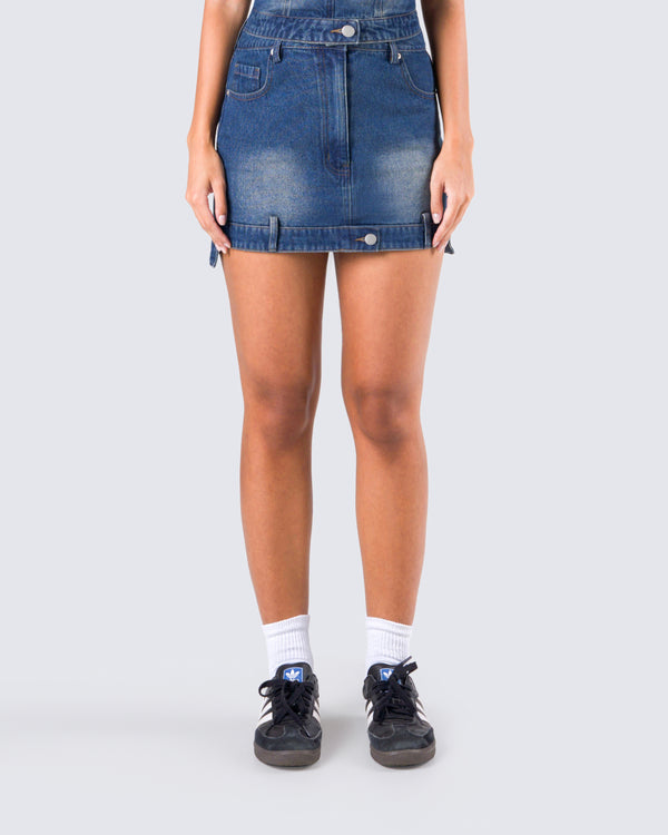Finesse Georgina Blue Denim Mini Skirt