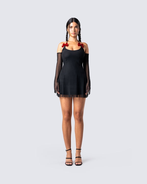 Finesse Ginny Black Mesh Mini Dress