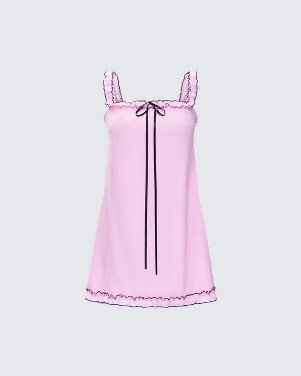 finesse Giselda Pink Babydoll Mini Dress