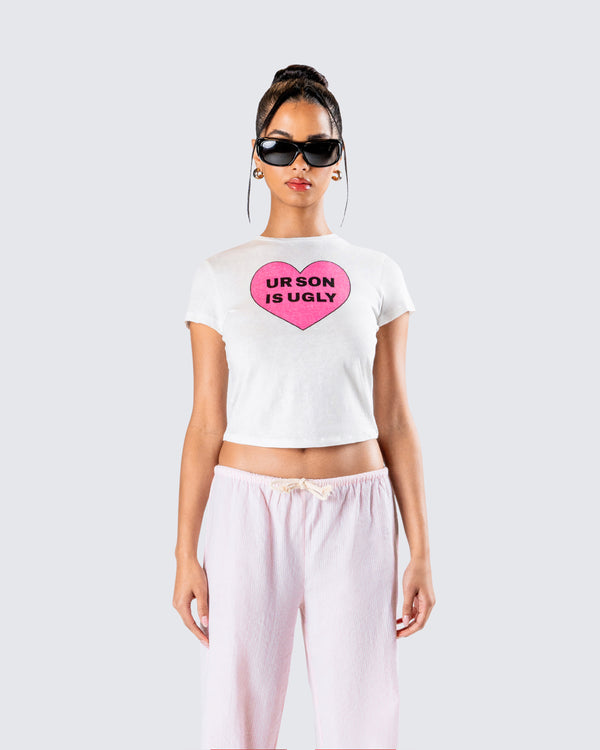 Finesse Gwyneth White Jersey Graphic Top