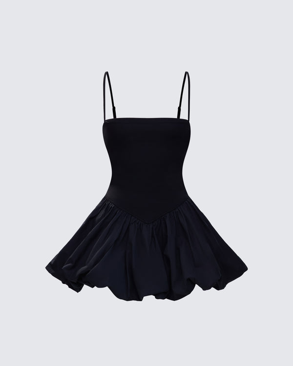 finesse Hadley Black Bubble Mini Dress