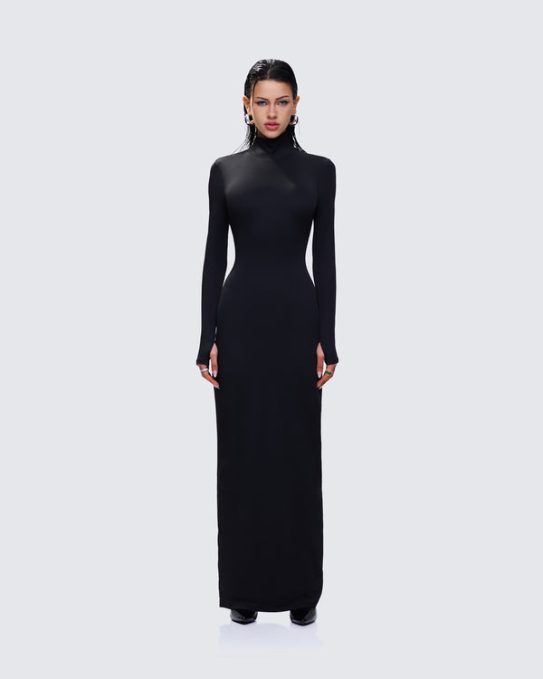 Finesse Haize Black Column Maxi Dress