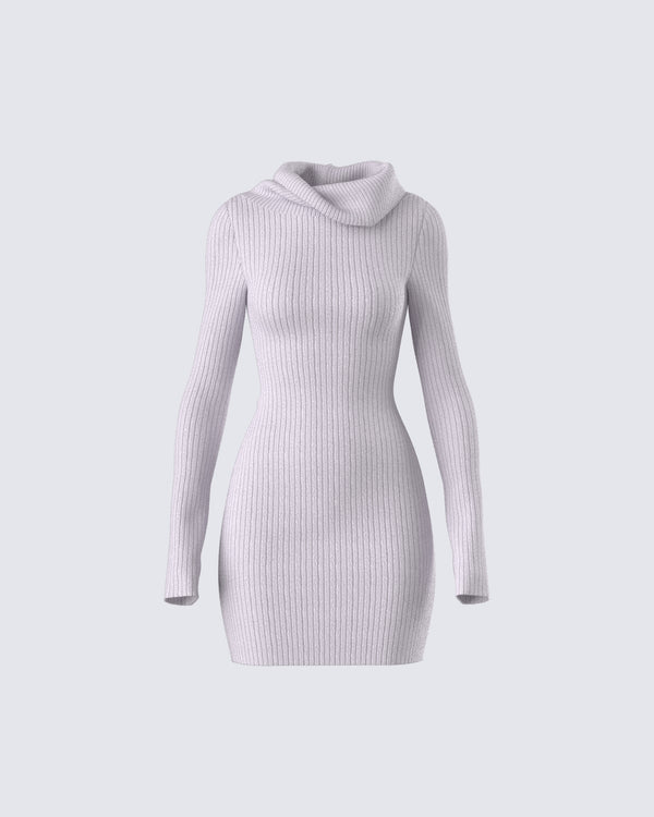 finesse Hala Grey Cowl Neck Sweater Dress