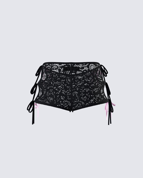 Finesse Halsey Black Lace Side Tie Short