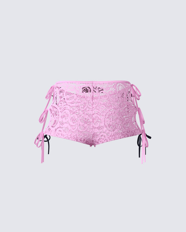 Finesse Halsey Pink Lace Side Tie Short