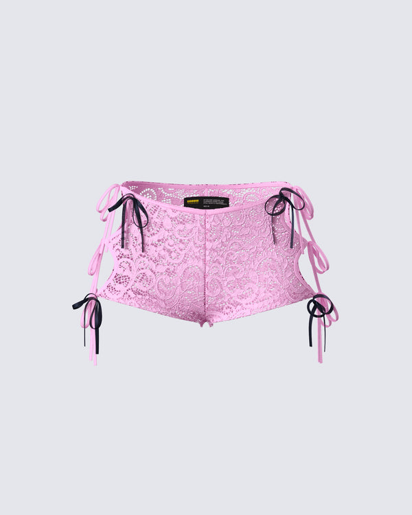 finesse Halsey Pink Lace Side Tie Short