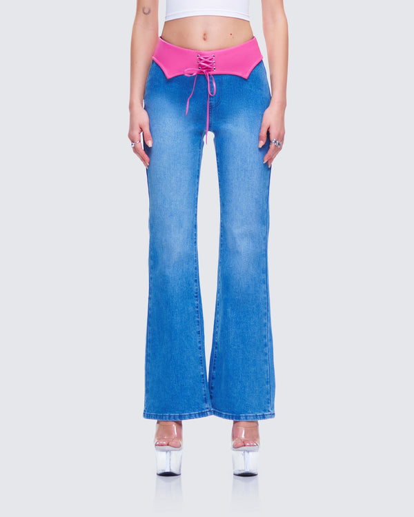 Finesse Hara Blue Low Rise Foldover Jean