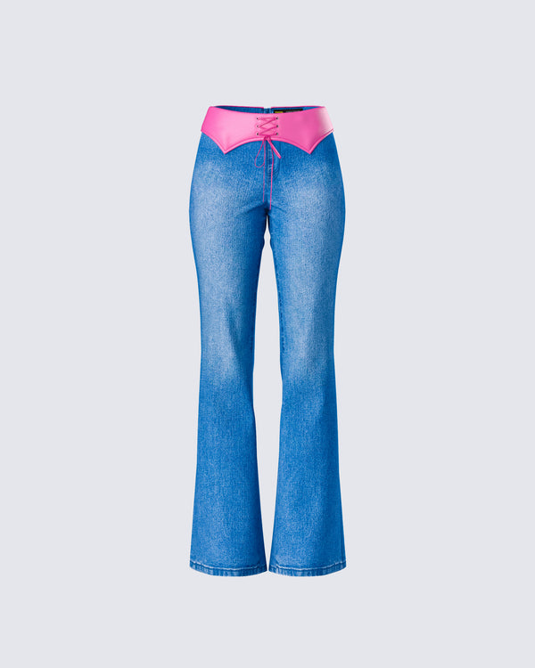 finesse Hara Blue Low Rise Foldover Jean