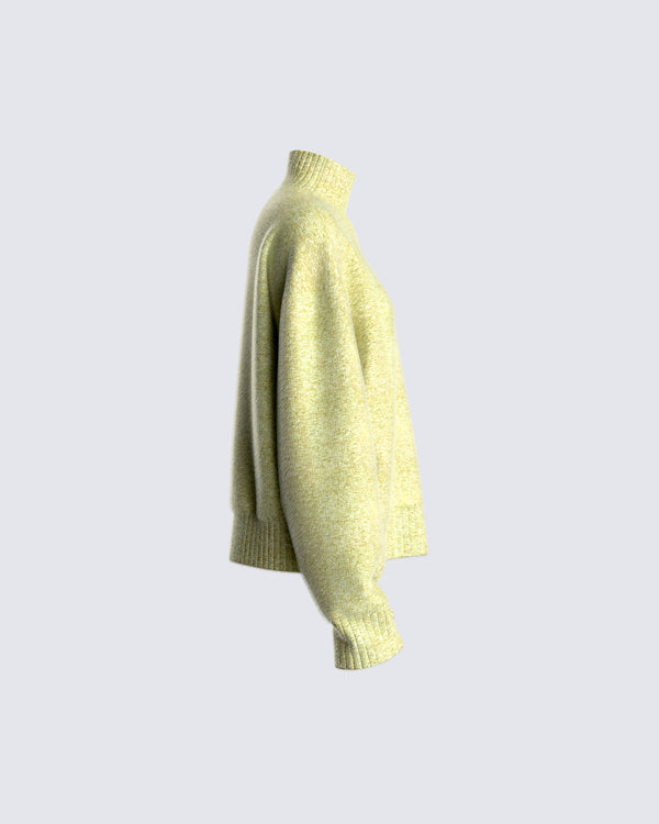 Finesse Harwell Green Marled Sweater Top