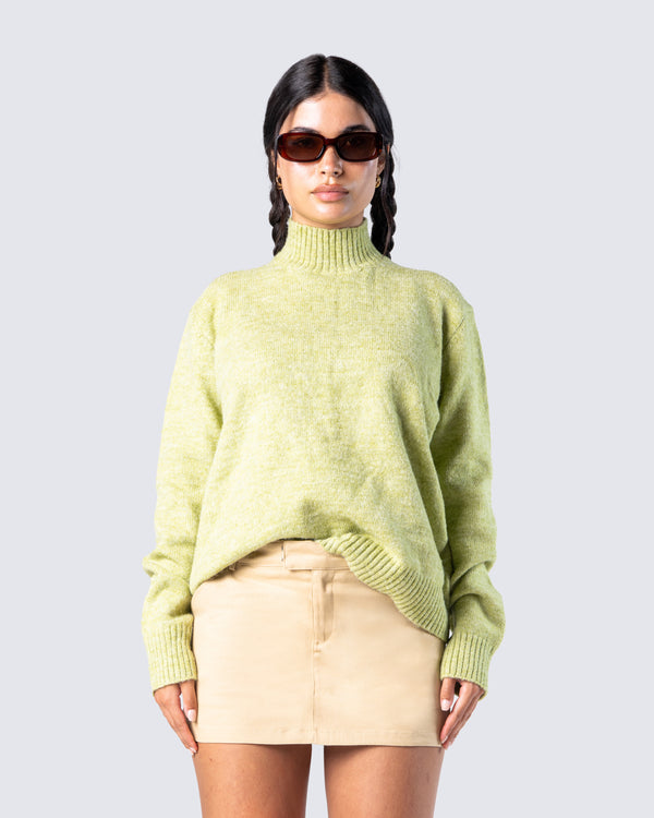 Finesse Harwell Green Marled Sweater Top