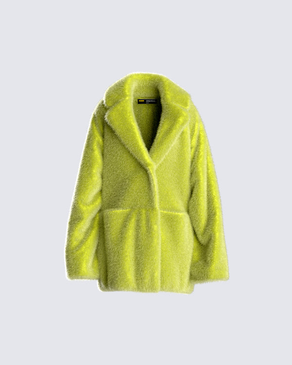 finesse Harwell Green Vegan Fur Coat