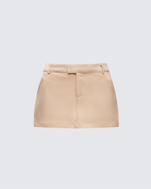 finesse Harwell Tan Twill Mini Skirt