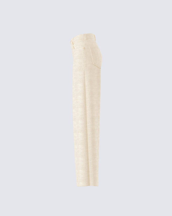 Finesse Havanah Ivory Tweed Mid Rise Pant