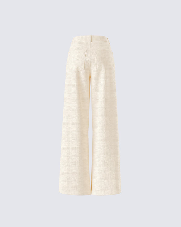 Finesse Havanah Ivory Tweed Mid Rise Pant