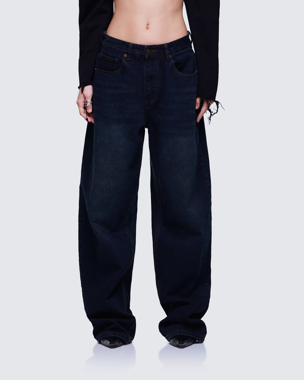 Finesse Haylie Blue Denim Baggy Pant