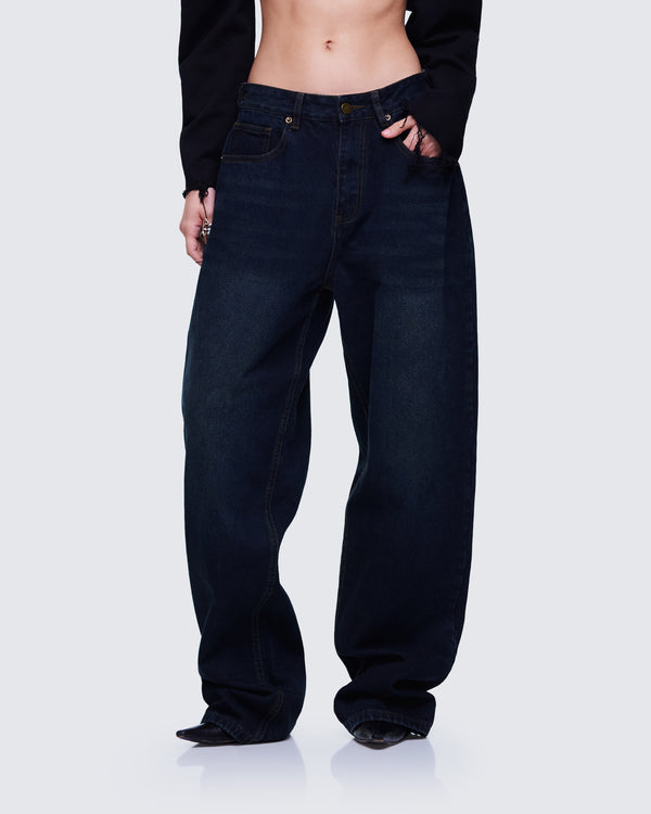 Finesse Haylie Blue Denim Baggy Pant