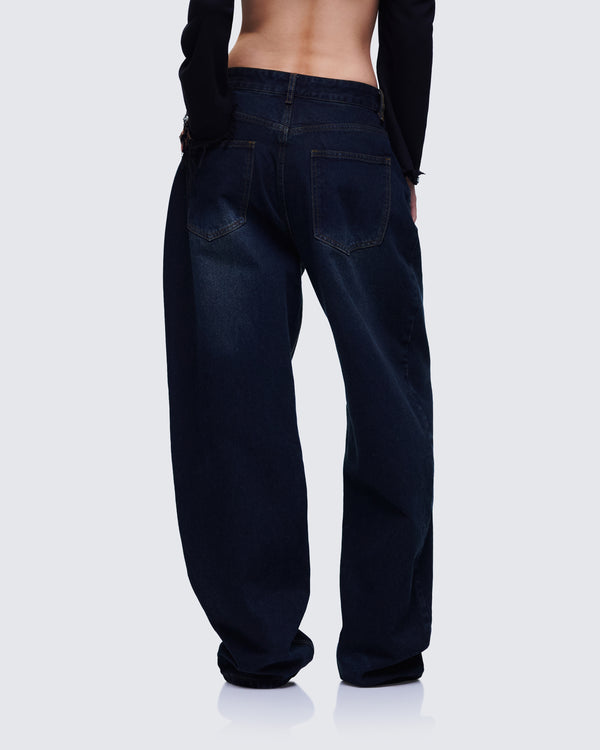 Finesse Haylie Blue Denim Baggy Pant
