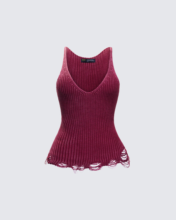 finesse Hebe Washed Frayed Hem Tank