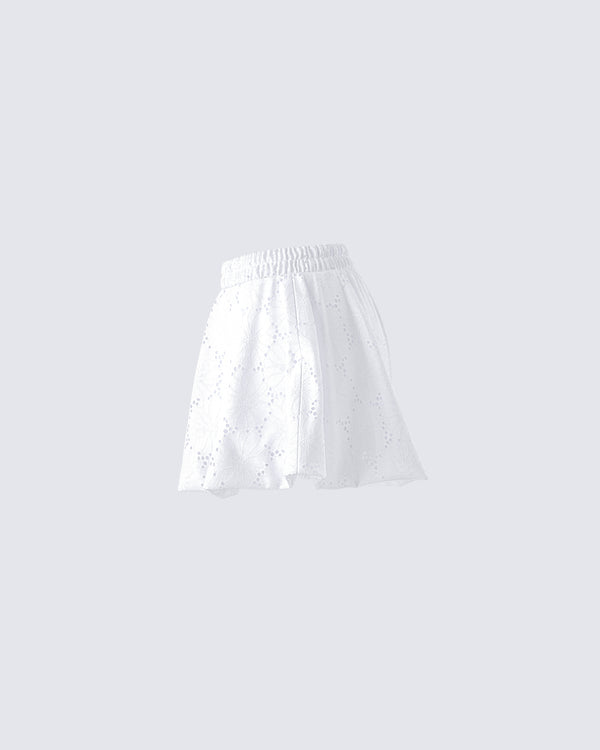 Finesse Hedi White Eyelet Bubble Mini Skirt