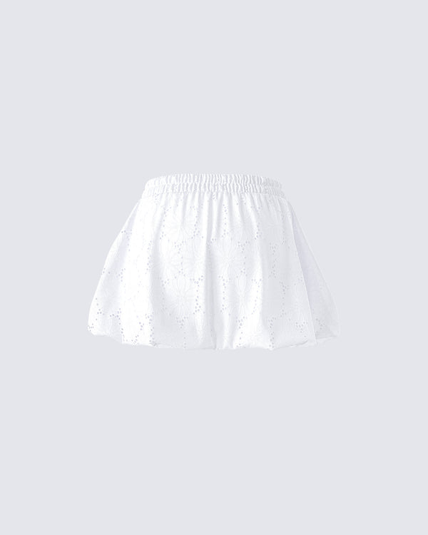 Finesse Hedi White Eyelet Bubble Mini Skirt