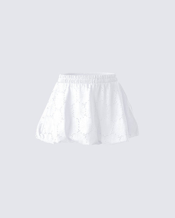 finesse Hedi White Eyelet Bubble Mini Skirt